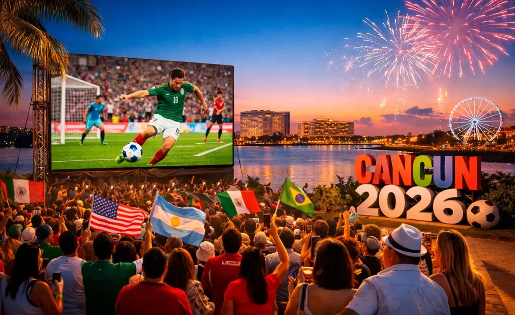 Cancún se alista para vivir el Mundial 2026 con pantallas gigantes