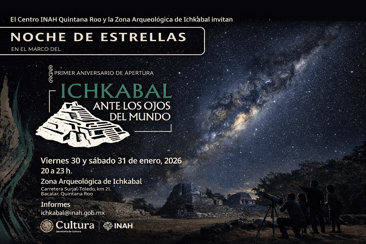 Noche de estrellas iluminará la zona arqueológica de Ichkabal