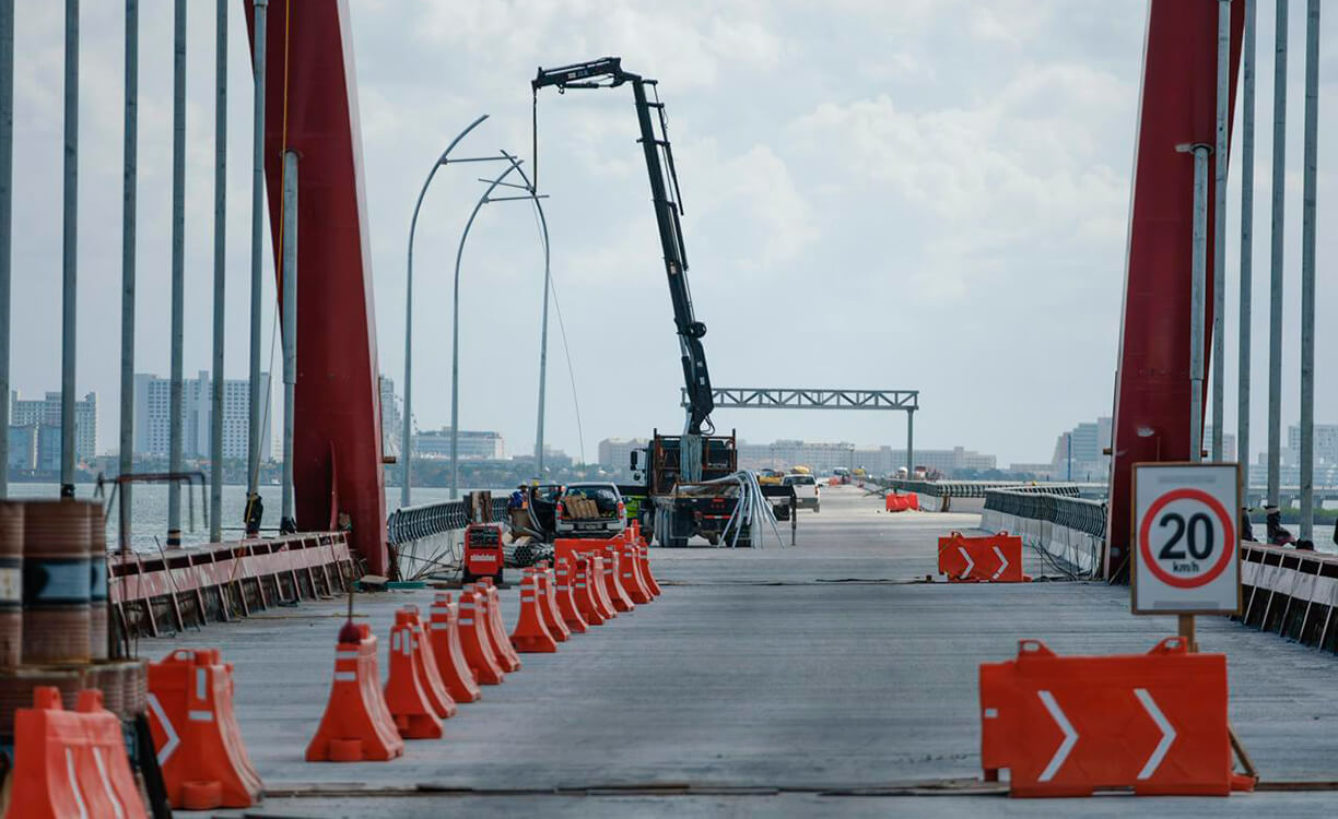 Grietas en el Puente Nichupté obligan a reforzar la obra antes de su apertura en Cancún